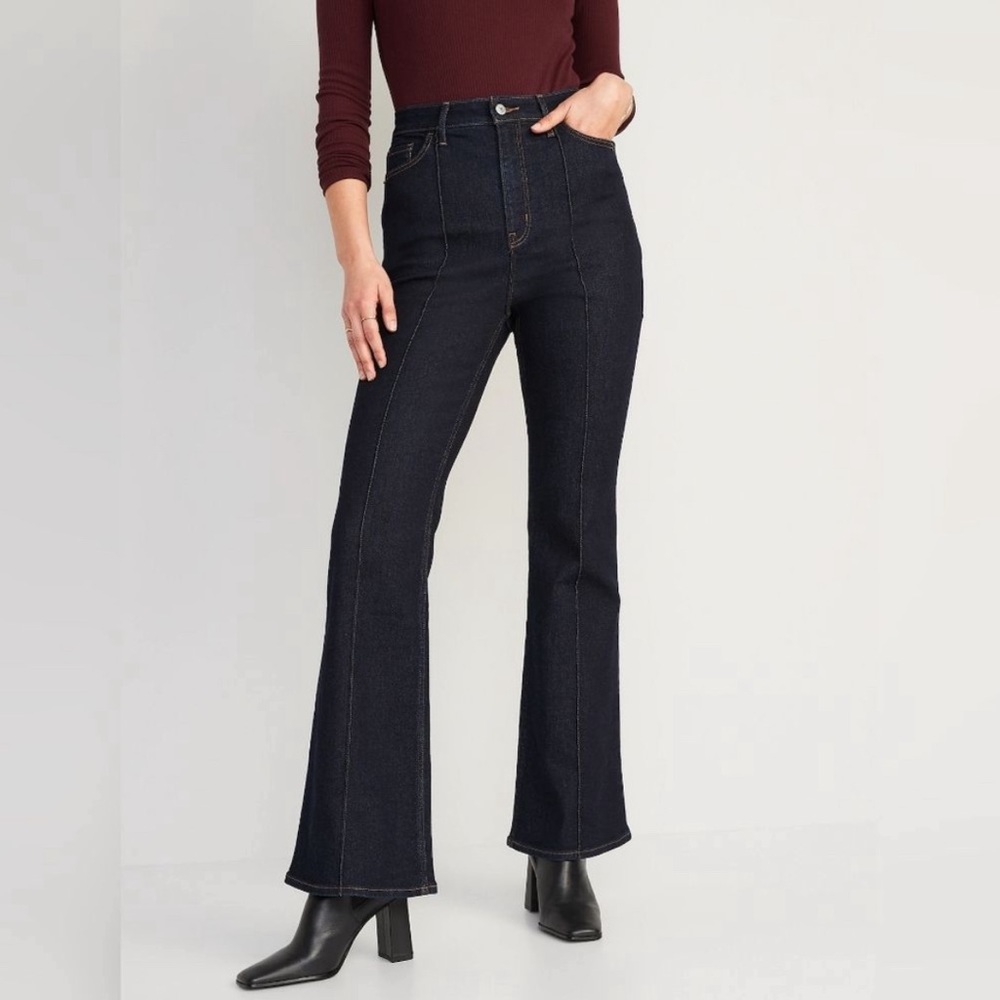 Old Navy Higher High-Waisted Pintuck Flare Jeans